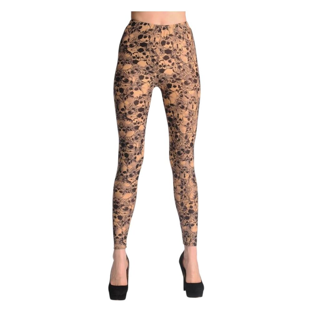 EEVEE Nude Skull Print Leggings NEW TAGS Womens Size Large/XLarge